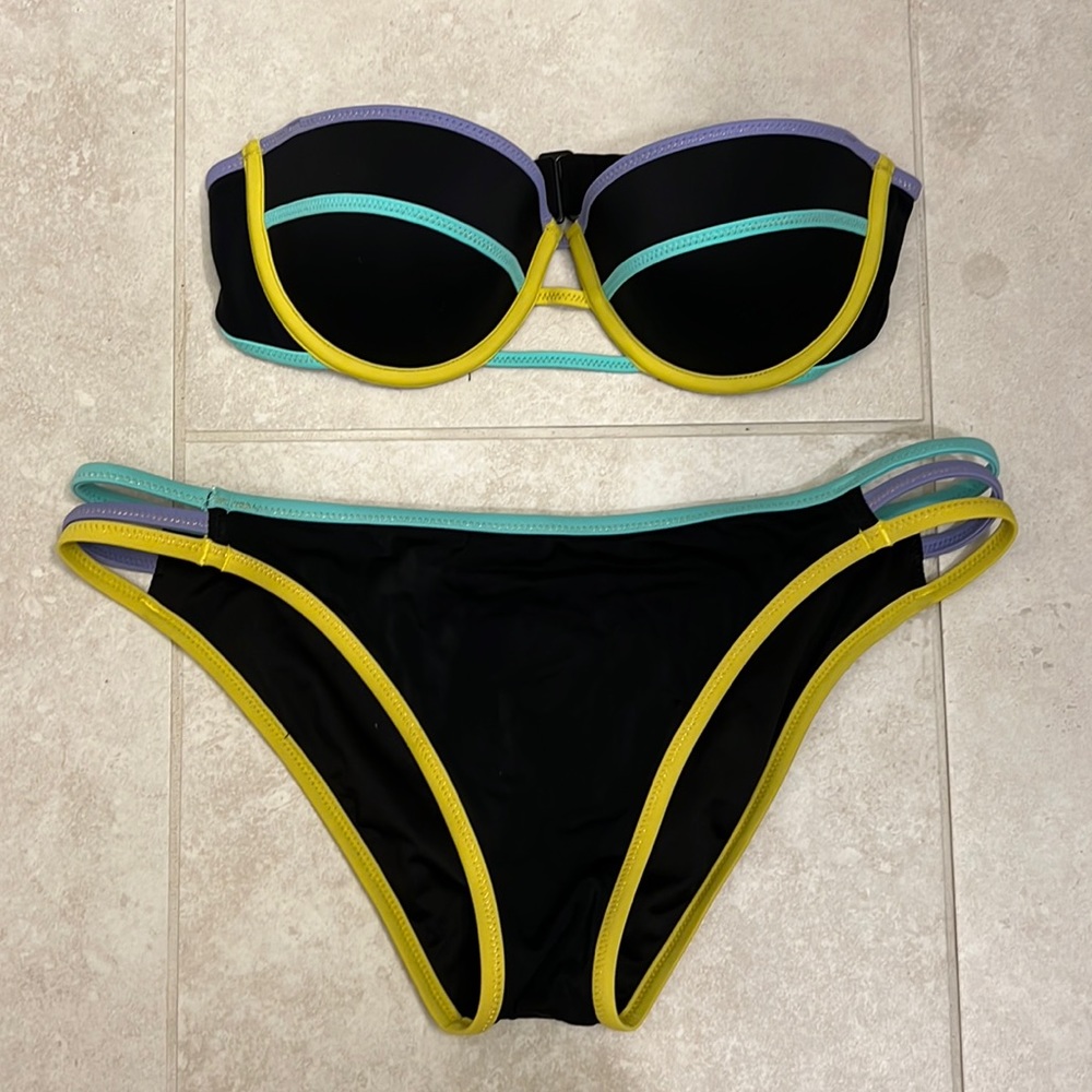 VICTORIA’S SECRET | Black and Neon Bikini Set